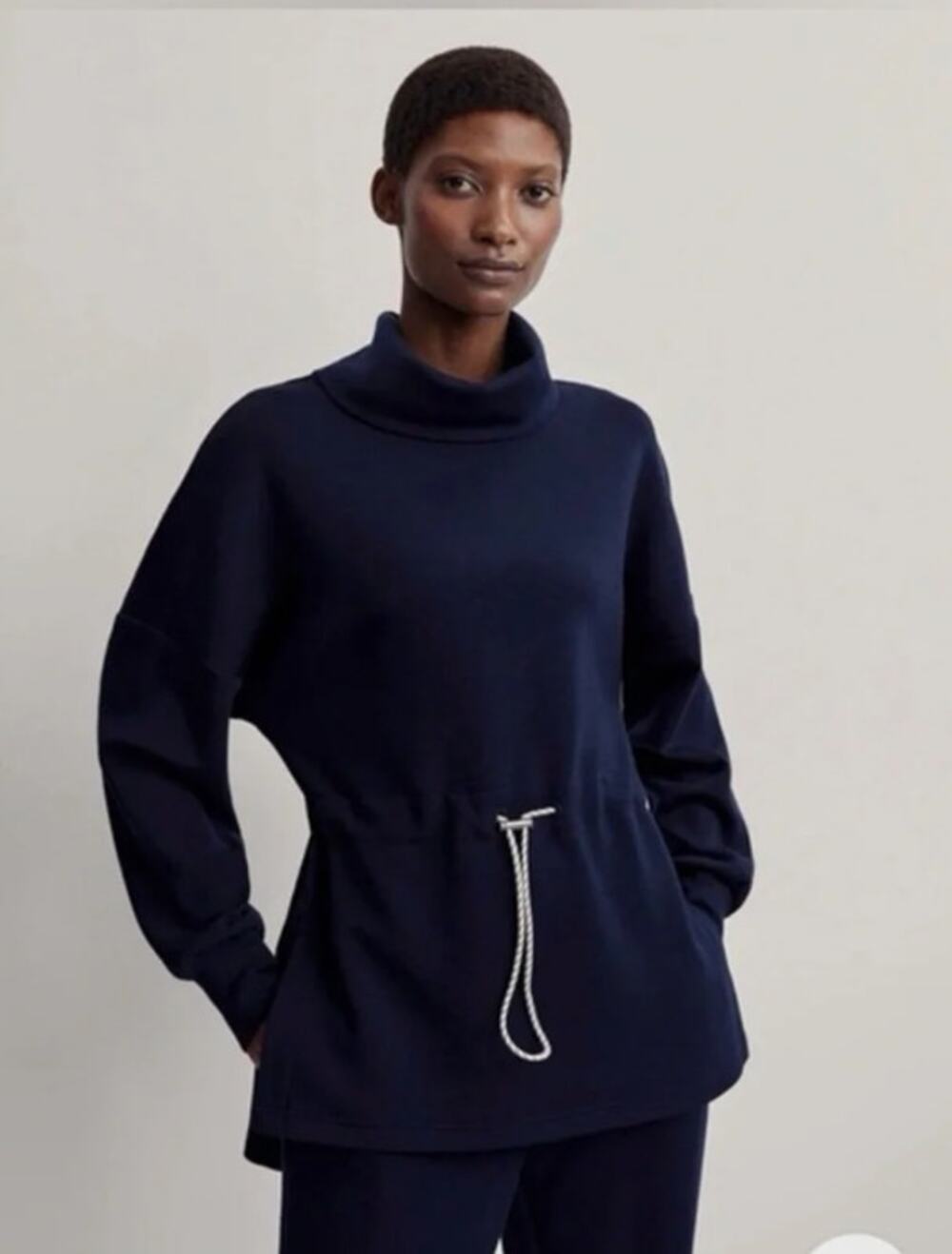 Varley Freya DoubleSoft Sweat in Navy, Size Medium